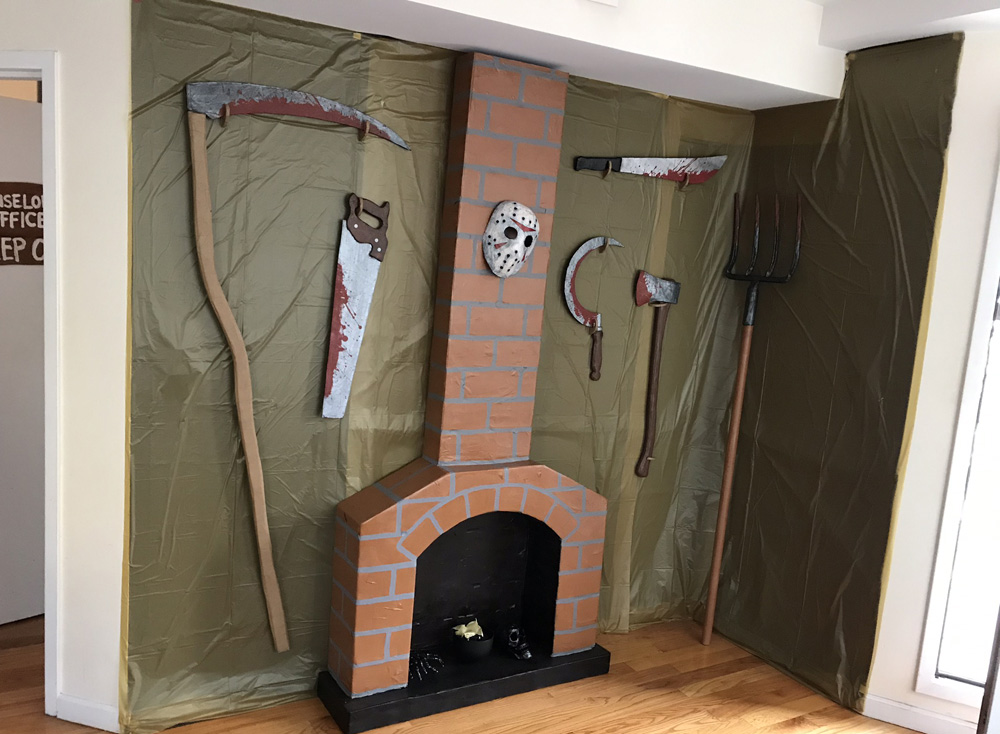 Paper mache fireplace prop