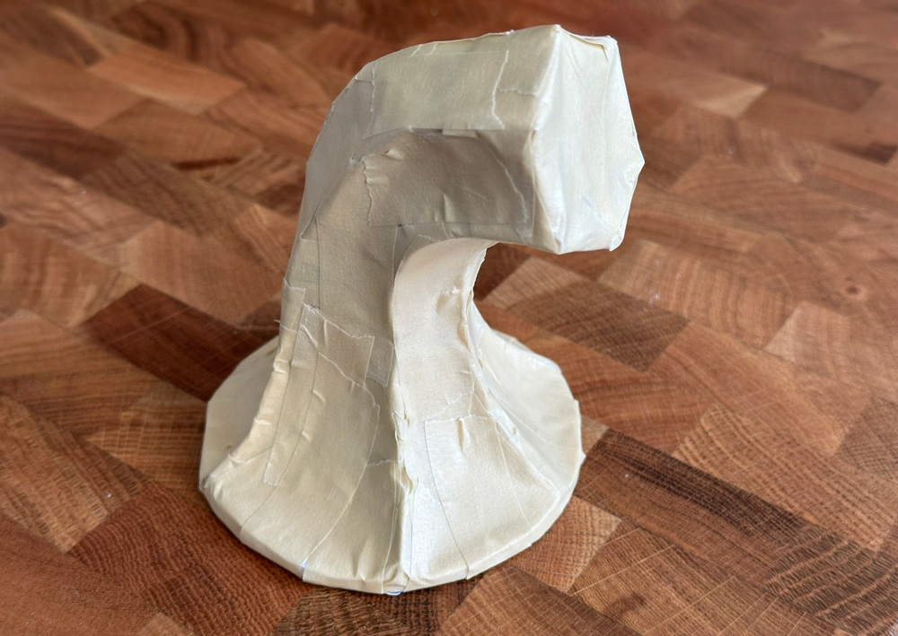 I've covered the stem in masking tape; this is the final shape for it.