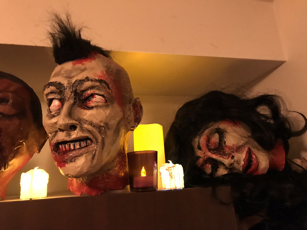 paper mache heads -- finished and on display!