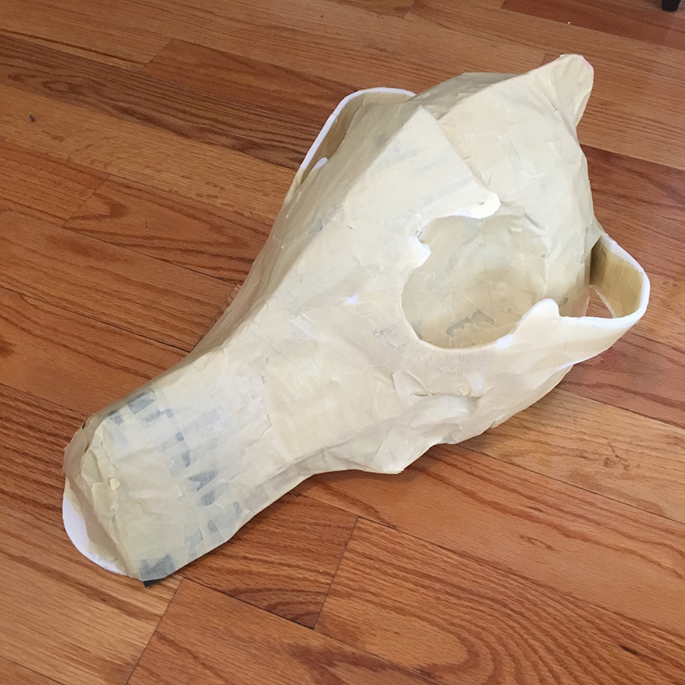 Wolf skull mask - covering with masking tape