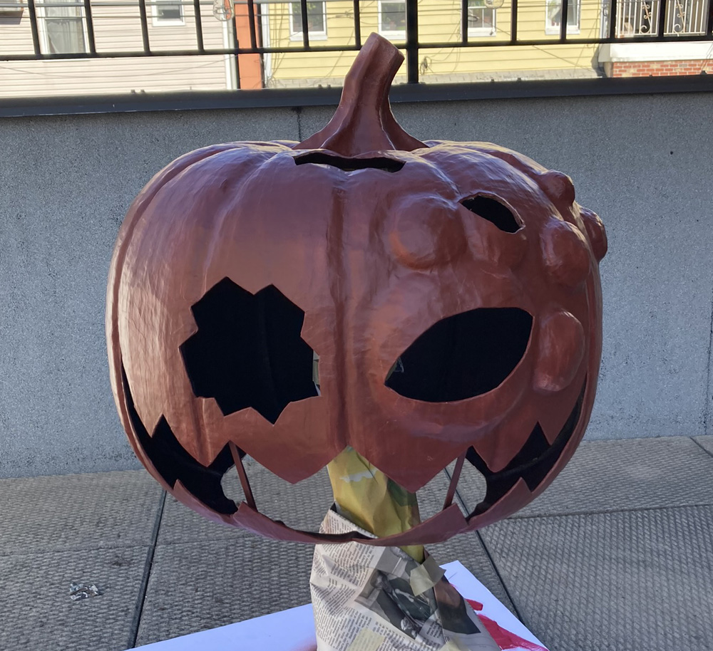 Pumpkin Night mask - spray paint base coat