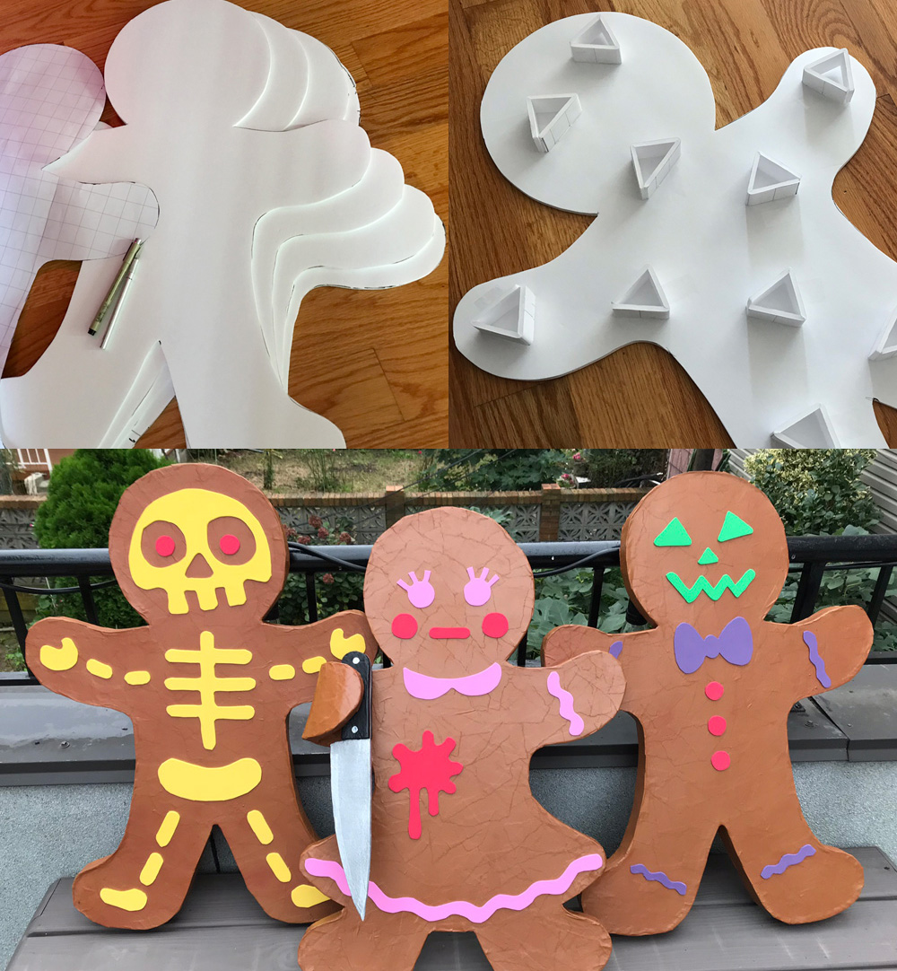 Paper mach&eacute; gingerbread people