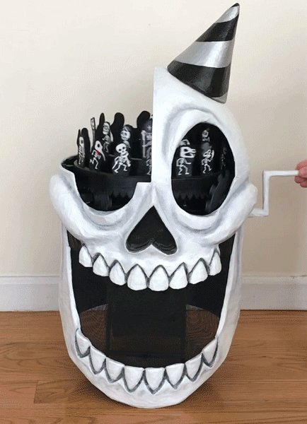 gif of mechanical skull mask for Mardi Gras 2019