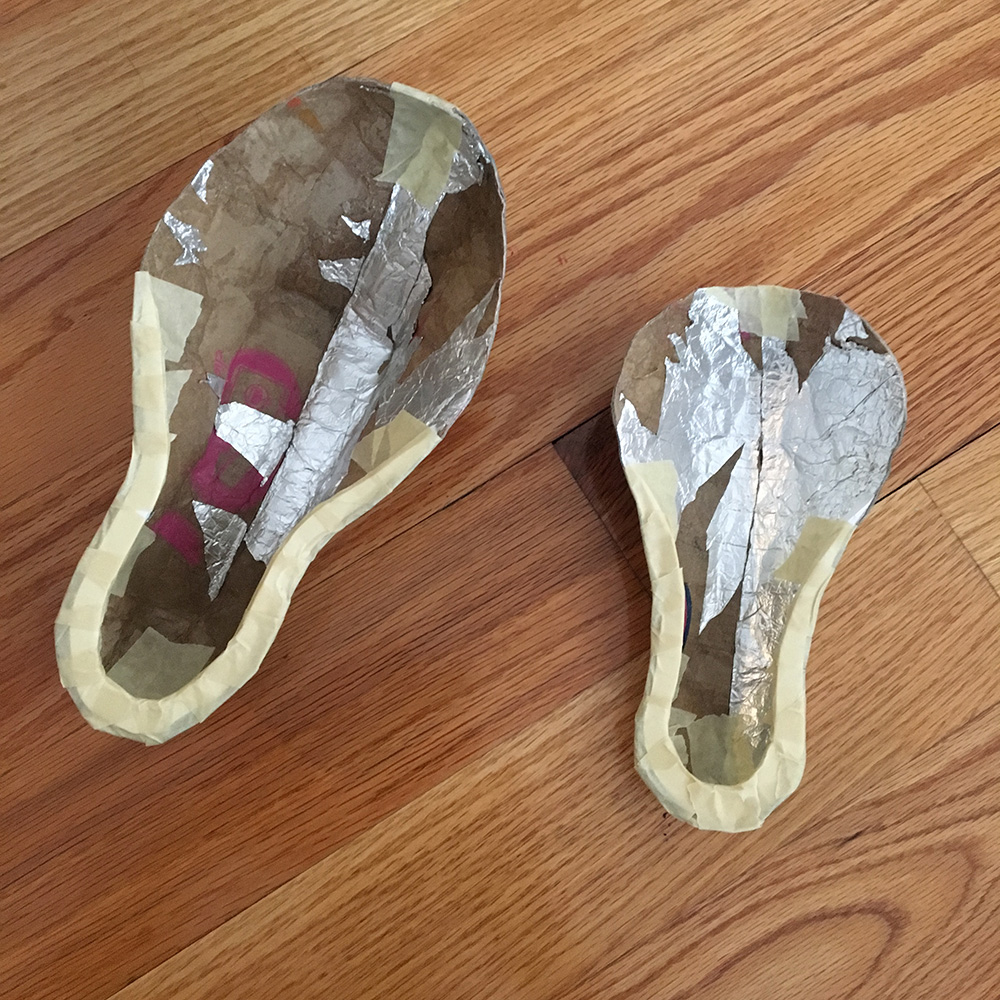 Paper mache sea serpent - installing the gums